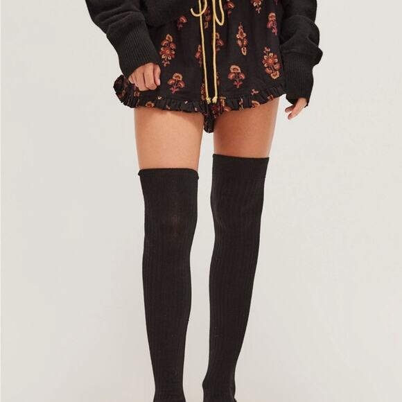 NWT Free People Viola Black Over the Knee Socks - Picture 2 of 7